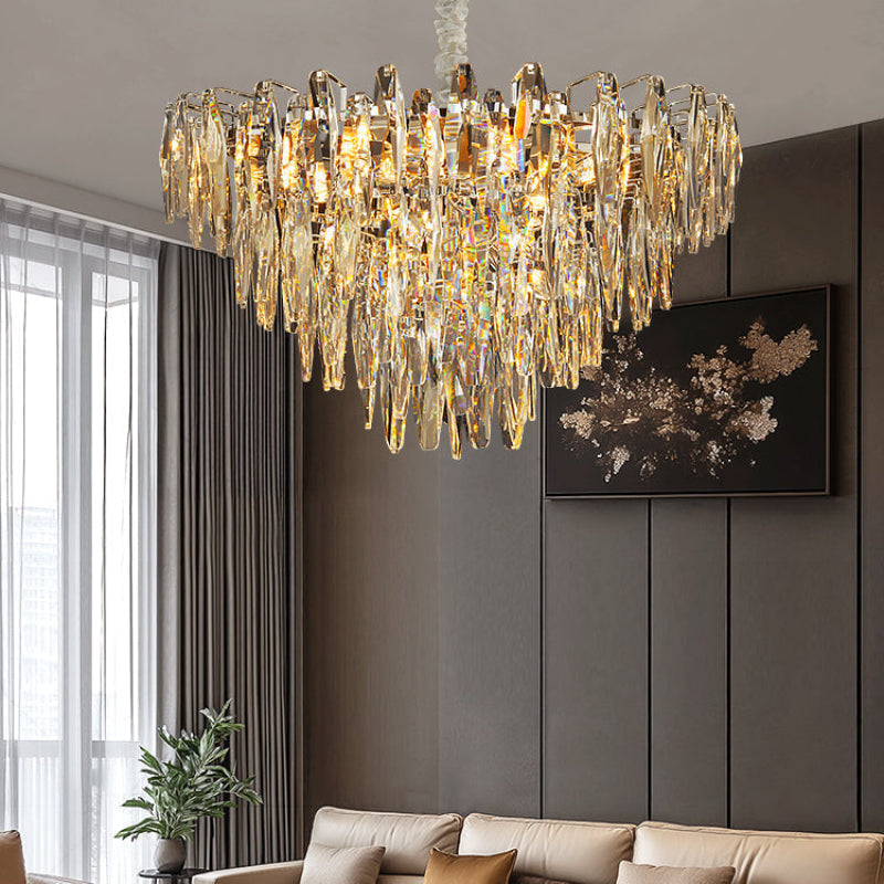 Antizer Modern Art Tiered Crystal Cascade Chandelier