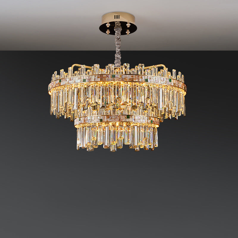 Antizer Luxury Mosaic Gold Crystal Chandelier