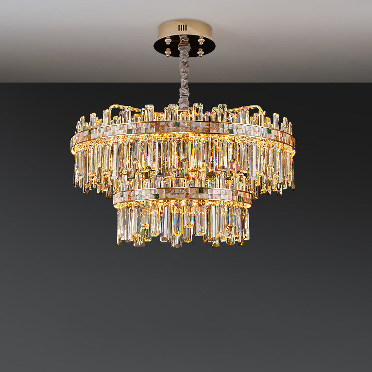 Antizer Luxury Mosaic Gold Crystal Chandelier