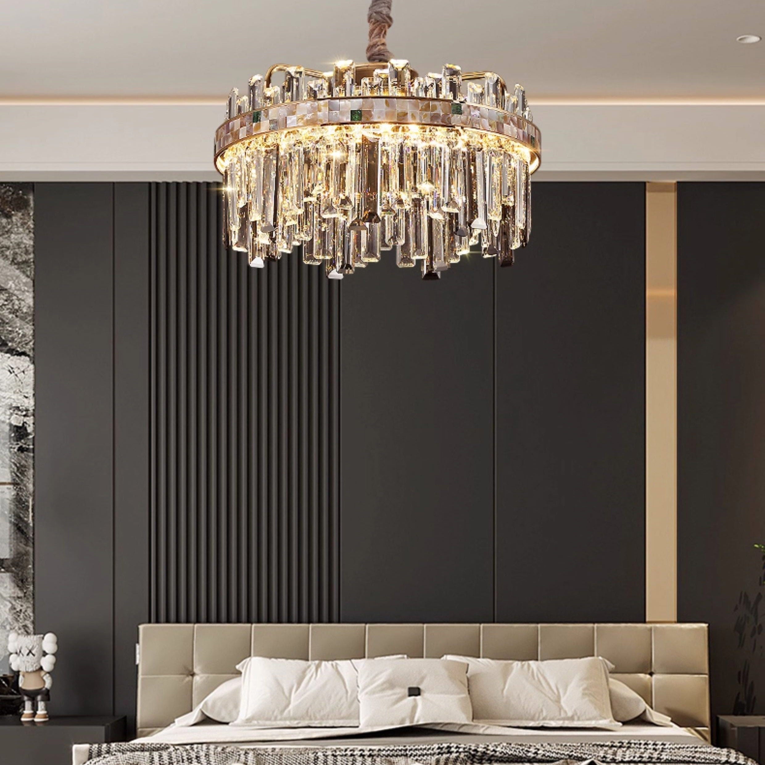 Antizer Luxury Mosaic Gold Crystal Chandelier