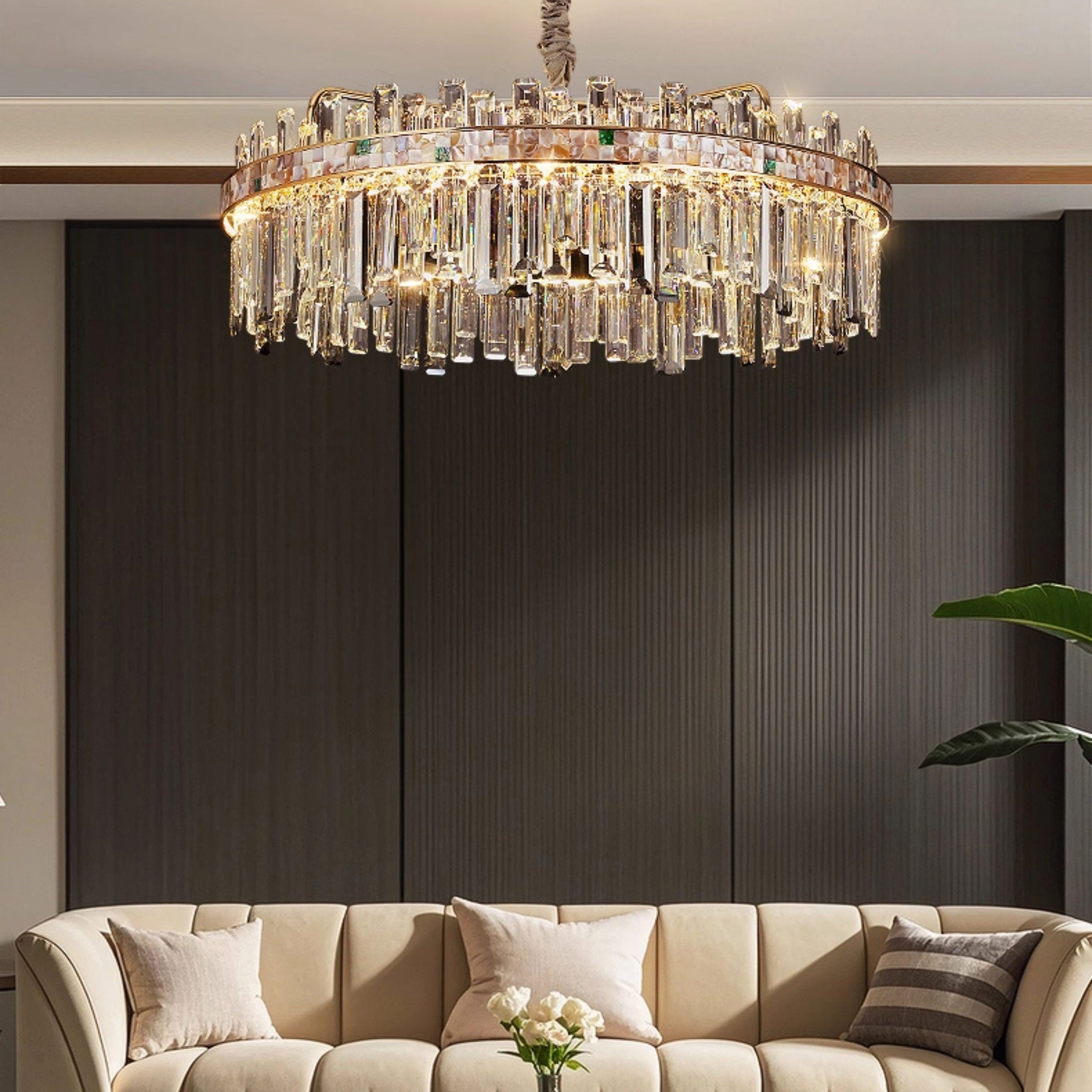 Antizer Luxury Mosaic Gold Crystal Chandelier
