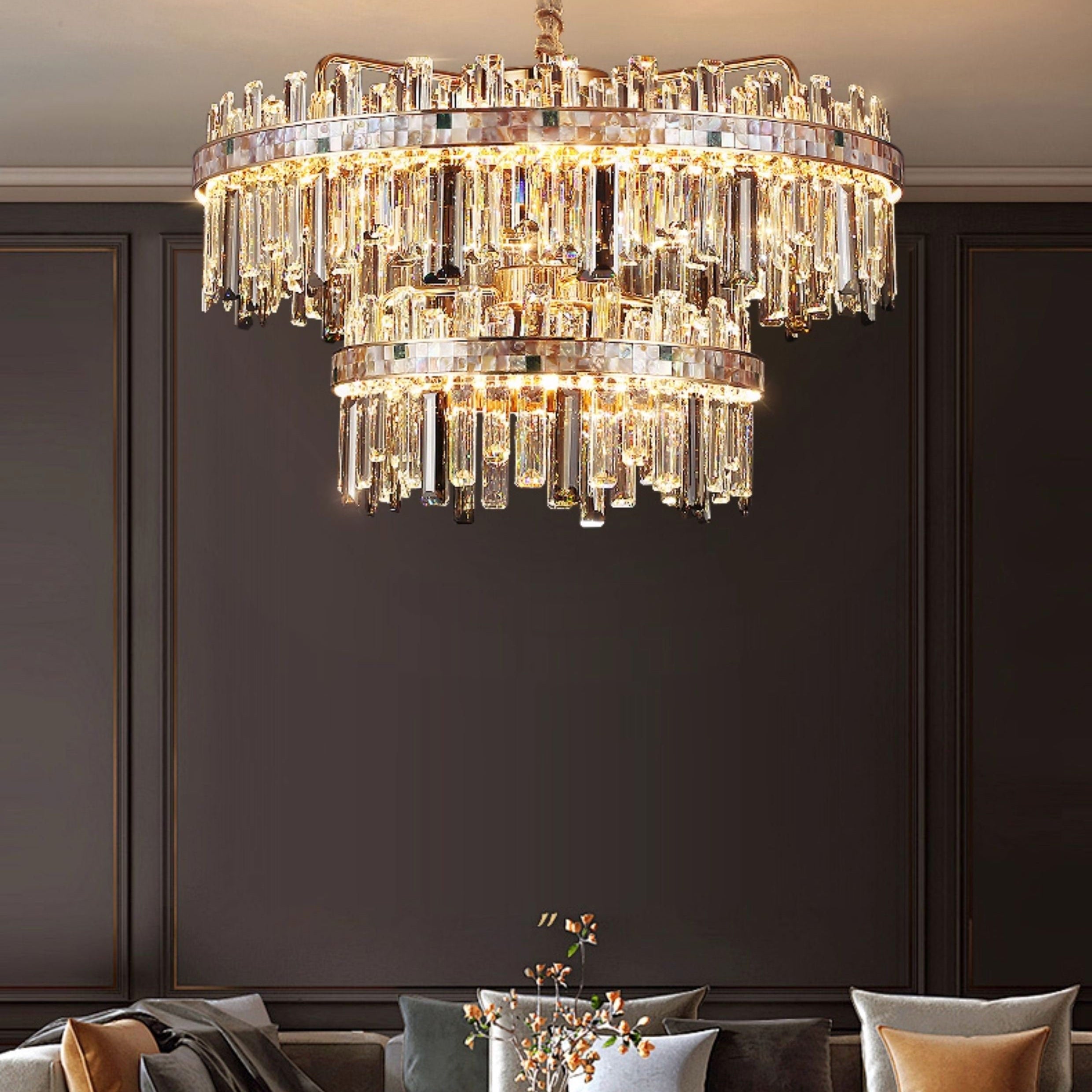 Antizer Luxury Mosaic Gold Crystal Chandelier