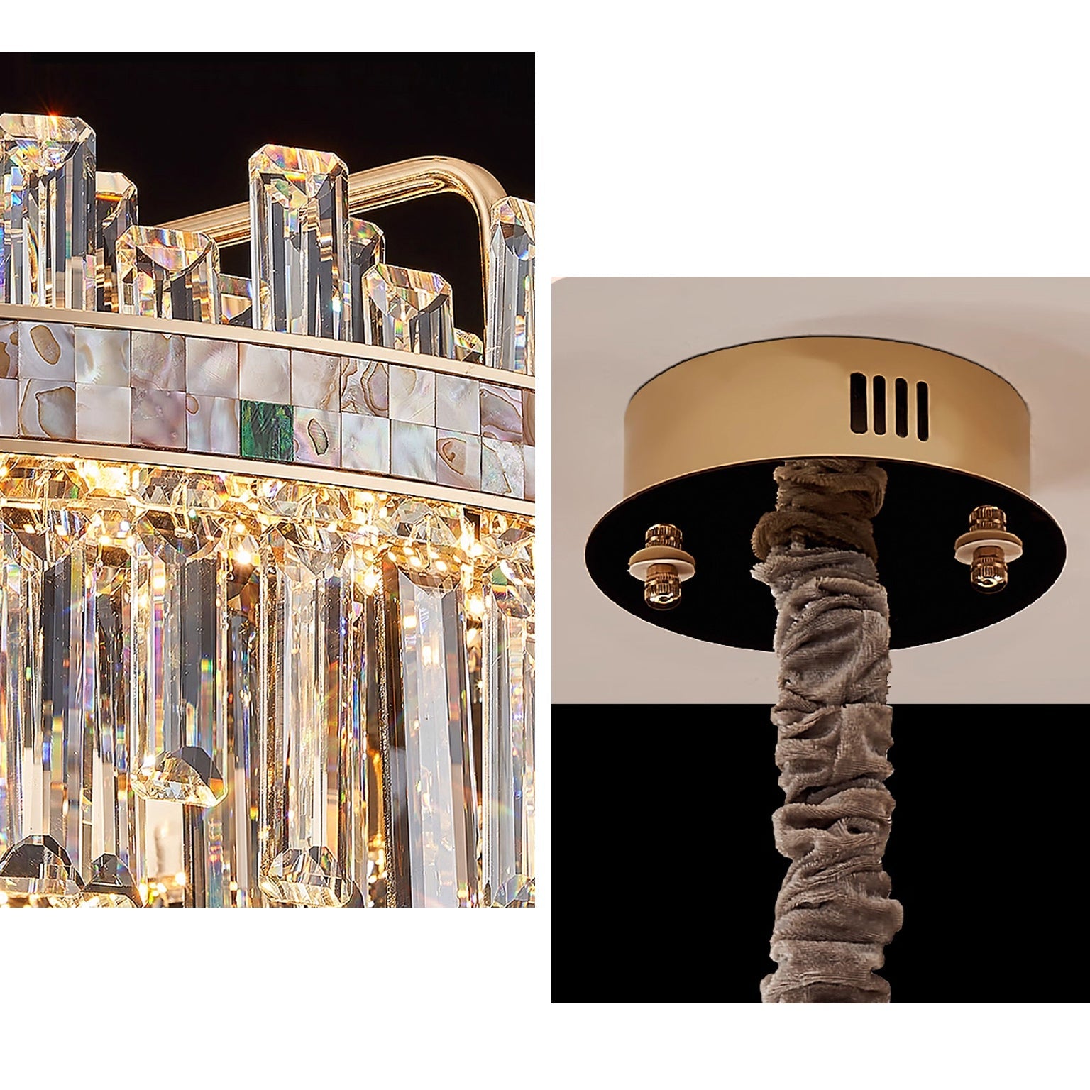 Antizer Luxury Mosaic Gold Crystal Chandelier
