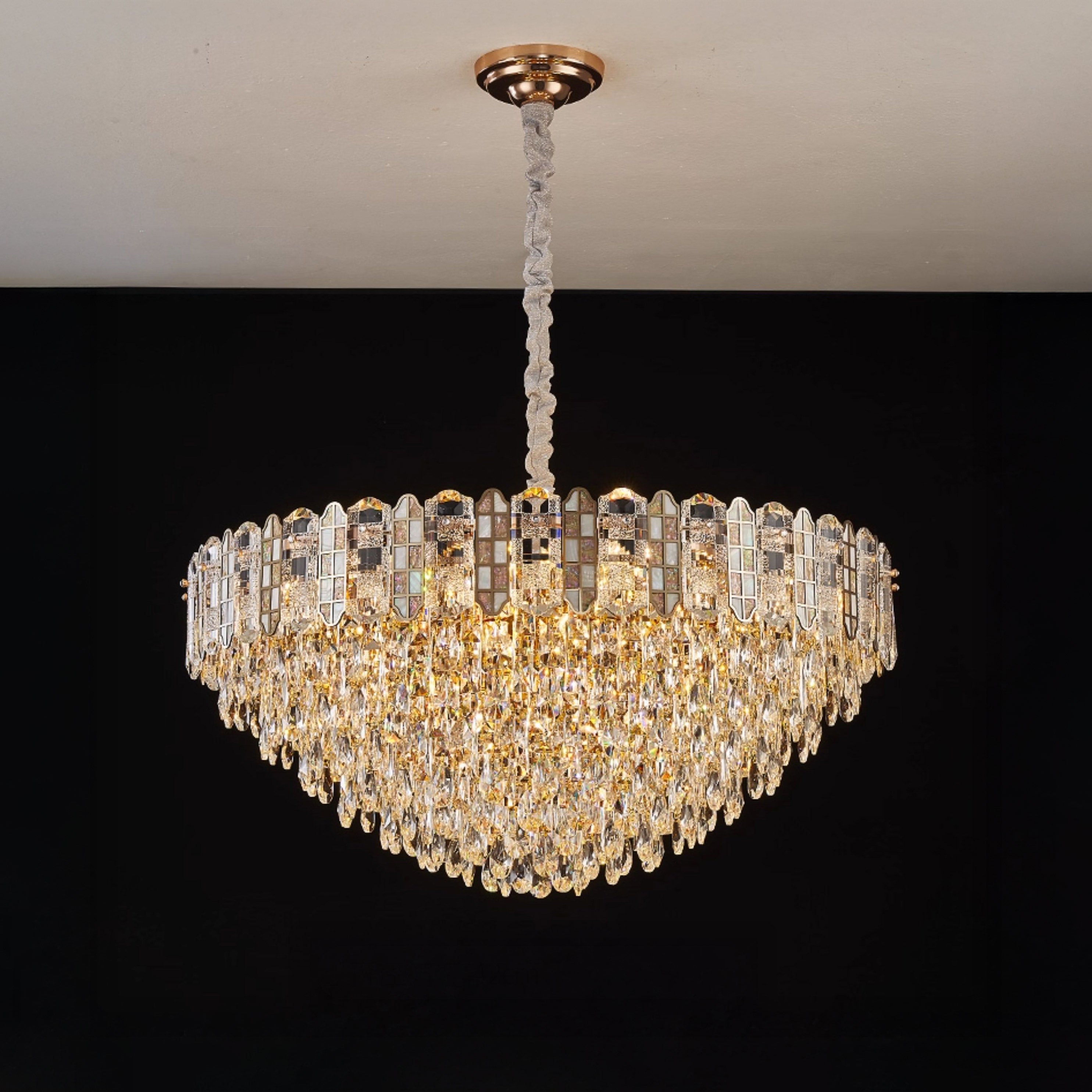 Antizer Luxury Large Tiered Crystal Chandelier
