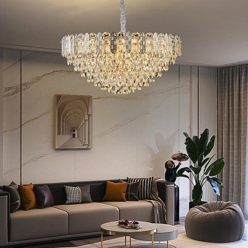 Antizer Luxury Large Tiered Crystal Chandelier