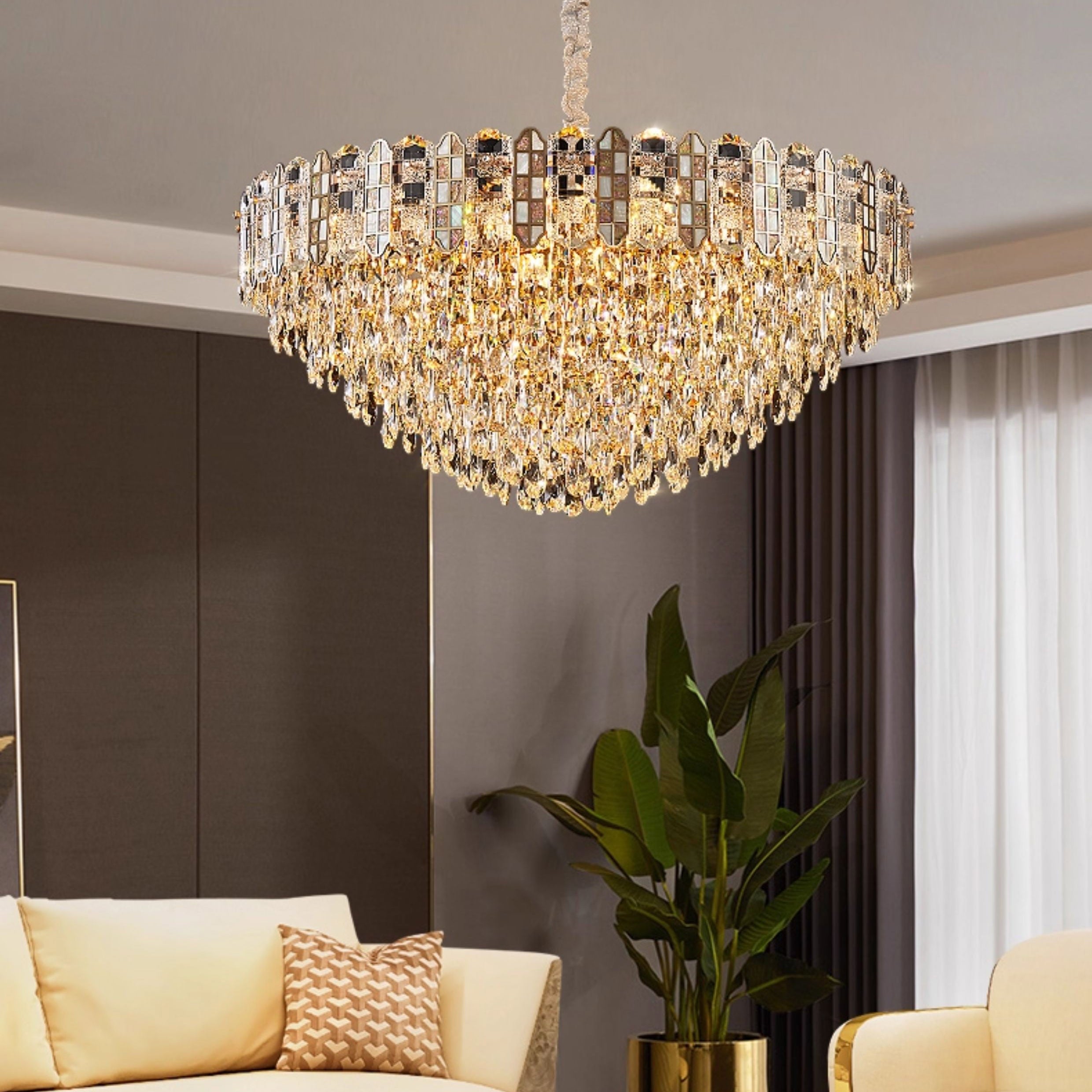 Antizer Luxury Large Tiered Crystal Chandelier