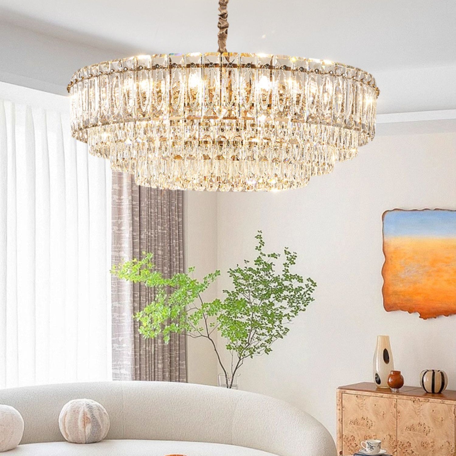 Antizer Modern Luxury Stepped Crystal Chandelier