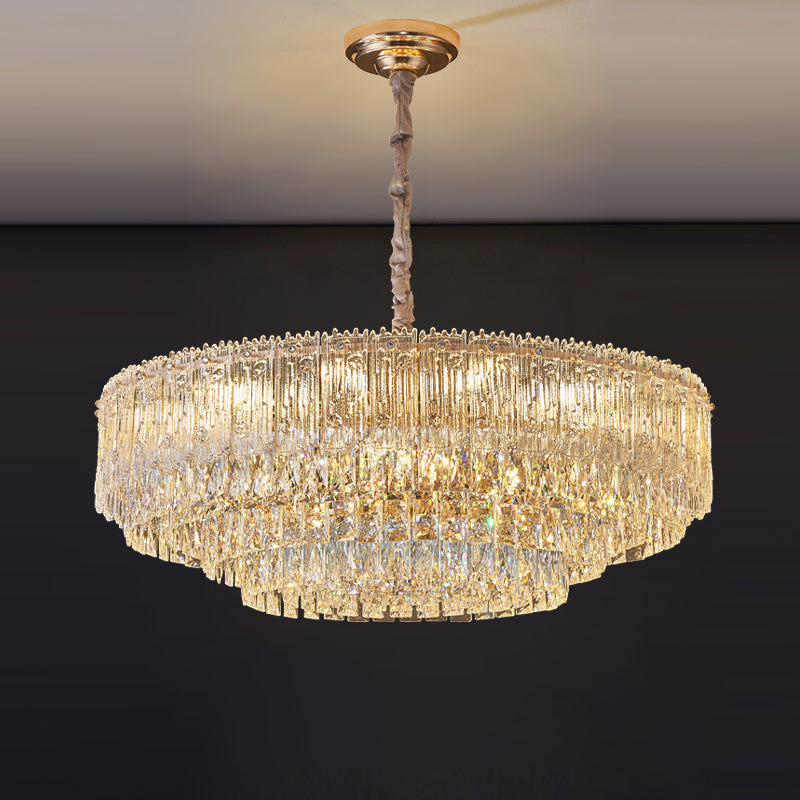 Antizer Art Luxury Tiered Round/Oval Crystal Chandelier
