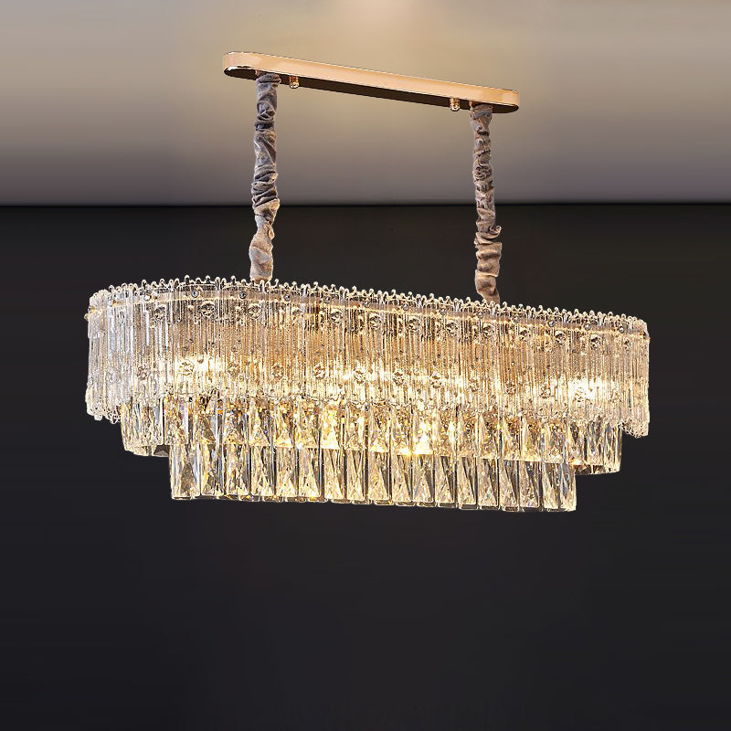 Antizer Art Luxury Tiered Round/Oval Crystal Chandelier