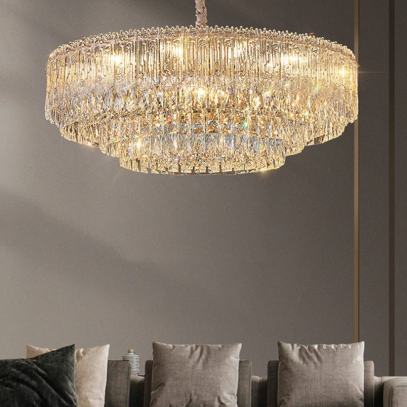 Antizer Art Luxury Tiered Round/Oval Crystal Chandelier