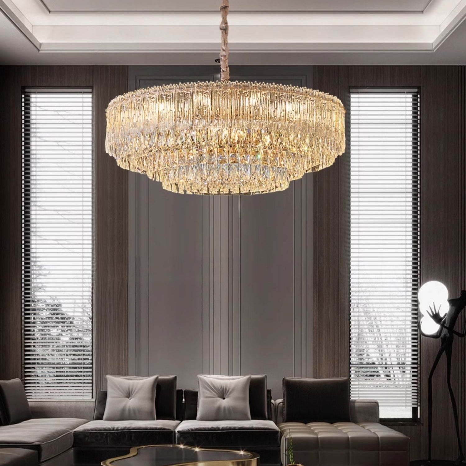 Antizer Art Luxury Tiered Round/Oval Crystal Chandelier