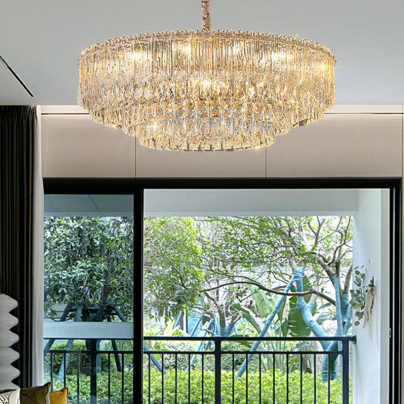 Antizer Art Luxury Tiered Round/Oval Crystal Chandelier