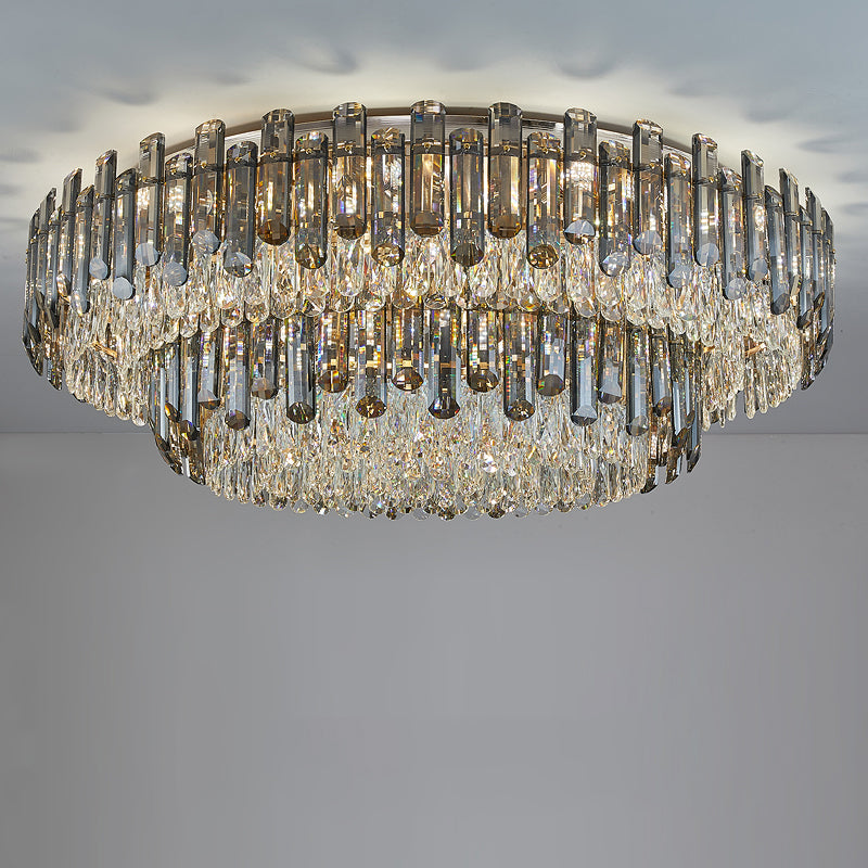 Antizer Luxury Smoked Crystal Round Ceiling Light