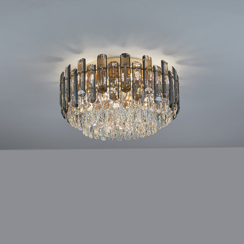 Antizer Luxury Smoked Crystal Round Ceiling Light