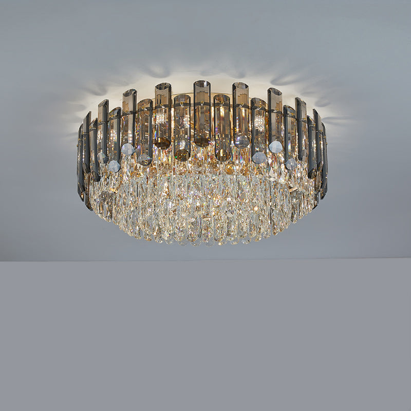 Antizer Luxury Smoked Crystal Round Ceiling Light