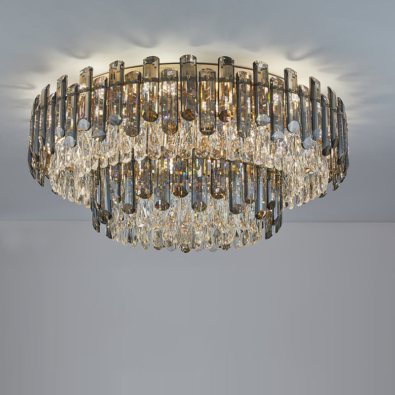 Antizer Luxury Smoked Crystal Round Ceiling Light