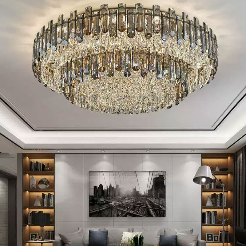 Antizer Luxury Smoked Crystal Round Ceiling Light