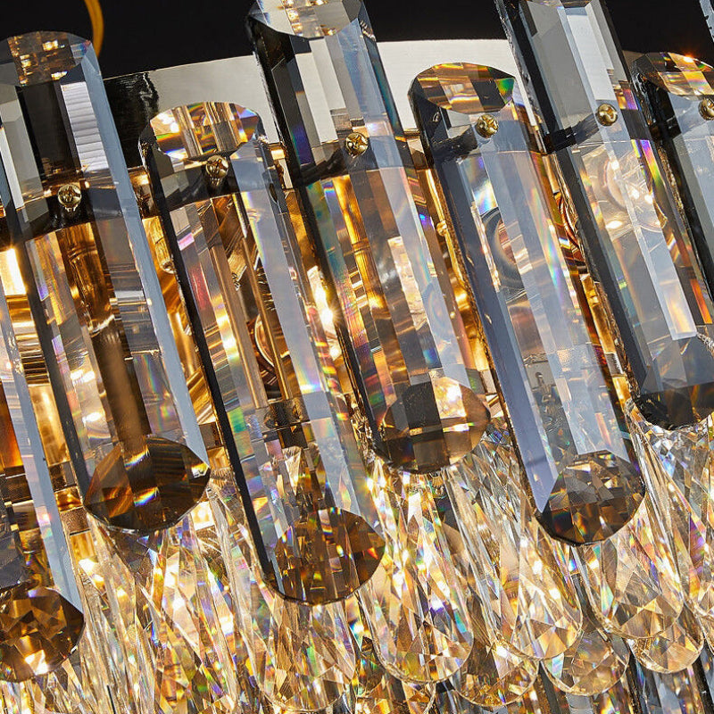 Antizer Luxury Smoked Crystal Round Ceiling Light