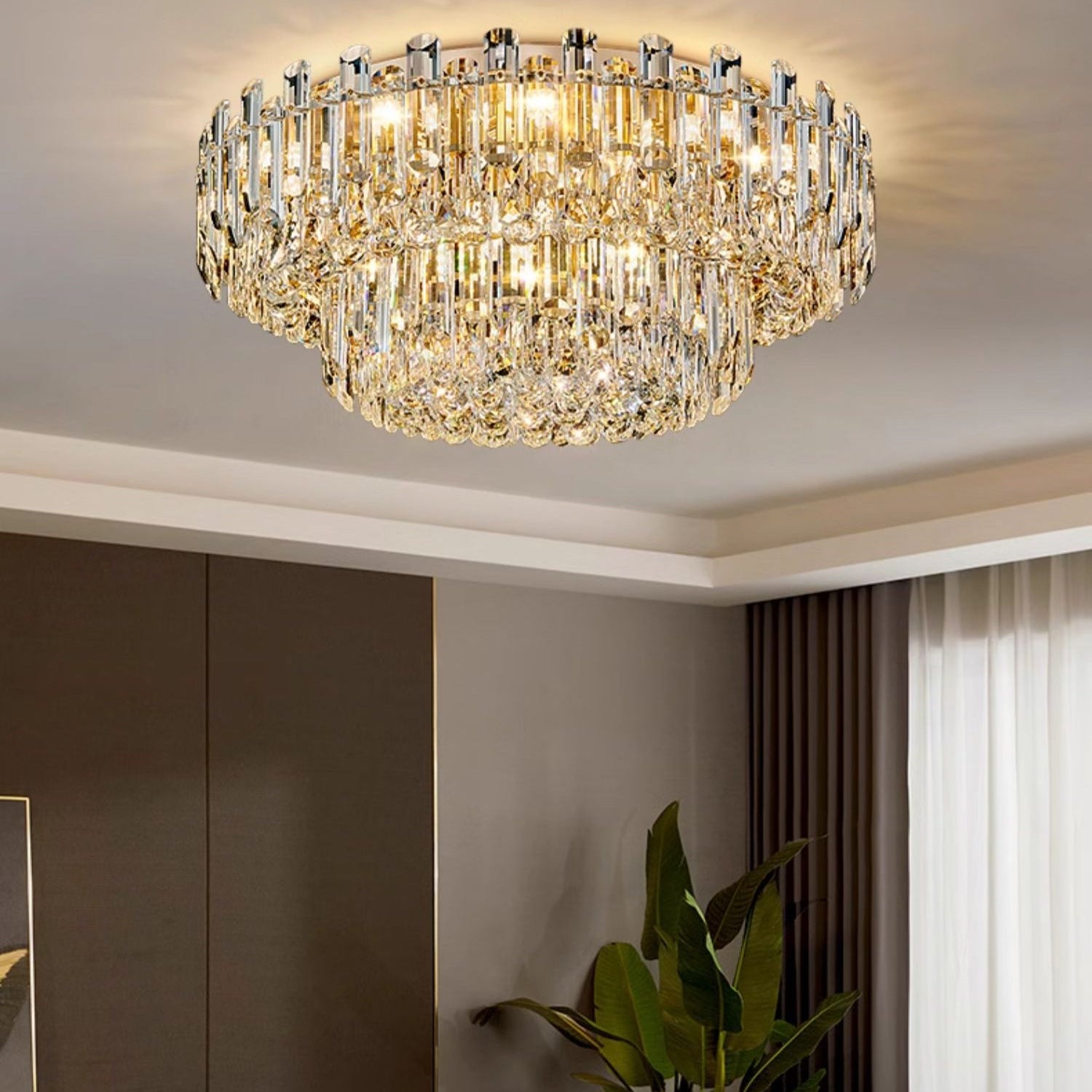 Antizer Modern Luxury Crystal Flush Mount Ceiling Light