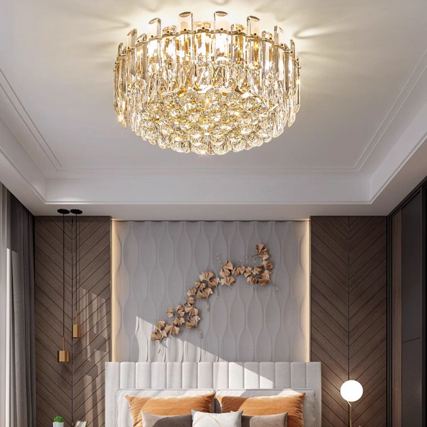 Antizer Modern Luxury Crystal Flush Mount Ceiling Light