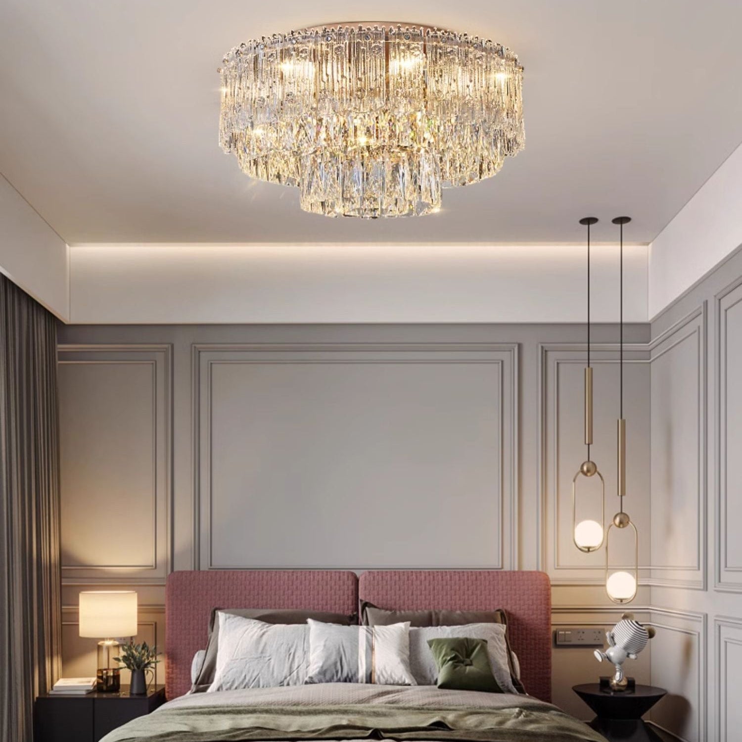 Antizer Luxury Large Crystal Tiered Ceiling Light