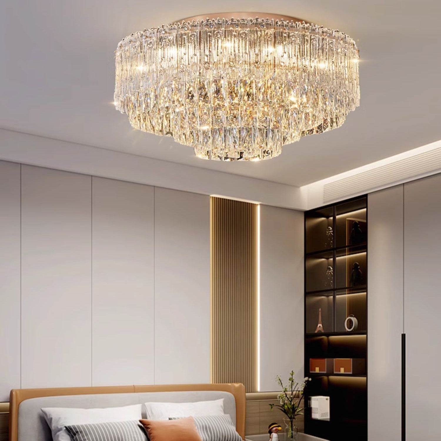Antizer Luxury Large Crystal Tiered Ceiling Light