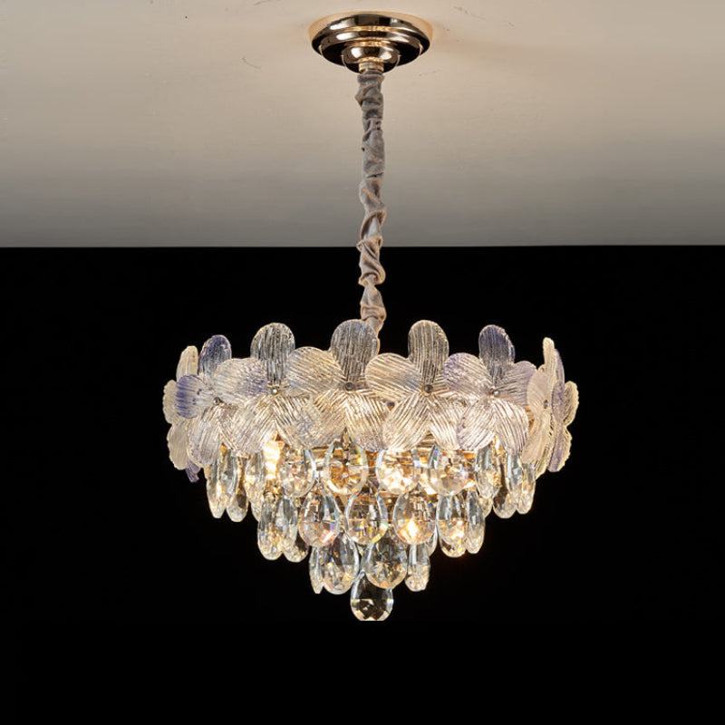 Antizer Modern Art Floral Crystal Tiered Chandelier