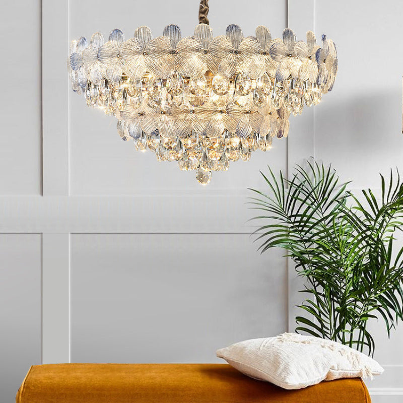 Antizer Modern Art Floral Crystal Tiered Chandelier