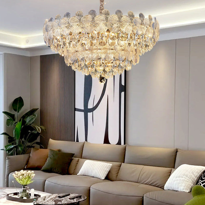 Antizer Modern Art Floral Crystal Tiered Chandelier