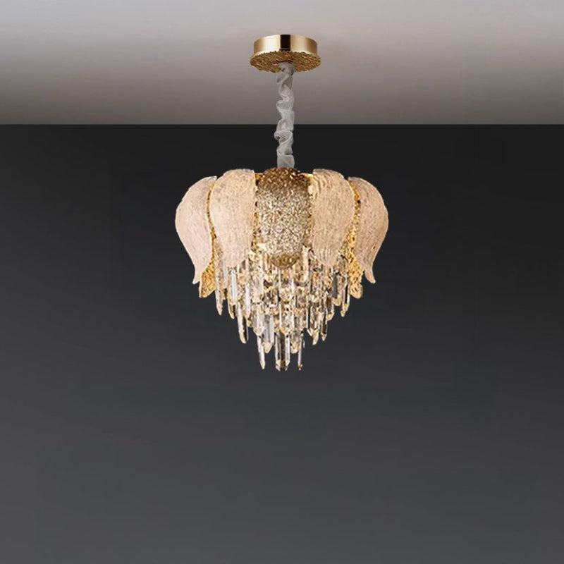 Antizer Luxury Golden Leaf Crystal Chandelier