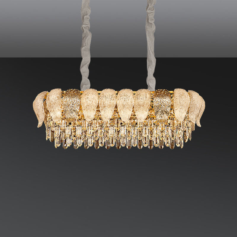 Antizer Luxury Golden Leaf Crystal Chandelier