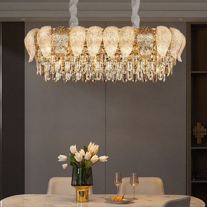 Antizer Luxury Golden Leaf Crystal Chandelier