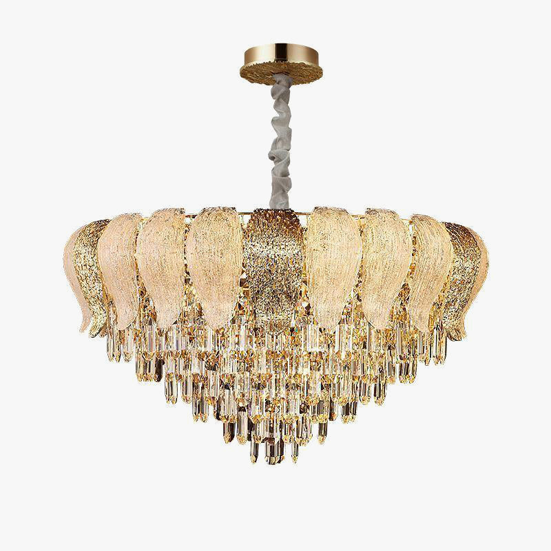 Antizer Luxury Golden Leaf Crystal Chandelier