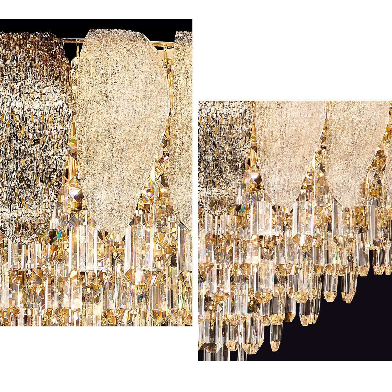 Antizer Luxury Golden Leaf Crystal Chandelier