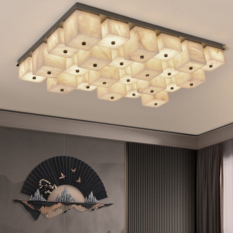 Antizer Modern Art Alabaster Square Ceiling Light