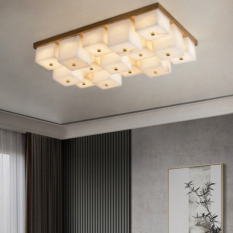 Antizer Modern Art Alabaster Square Ceiling Light