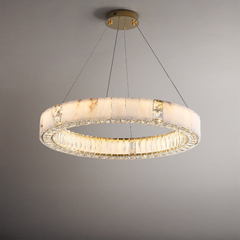 Antizer Luxury Alabaster Crystal Circular Led Chandelier