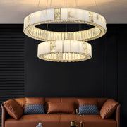 Antizer Luxury Alabaster Crystal Circular Led Chandelier