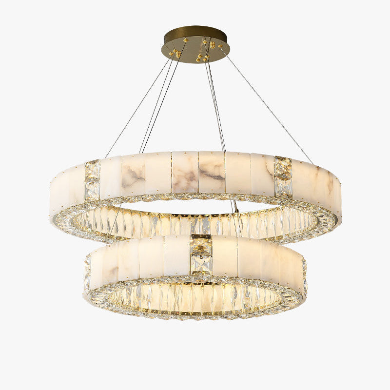 Antizer Luxury Alabaster Crystal Circular Led Chandelier