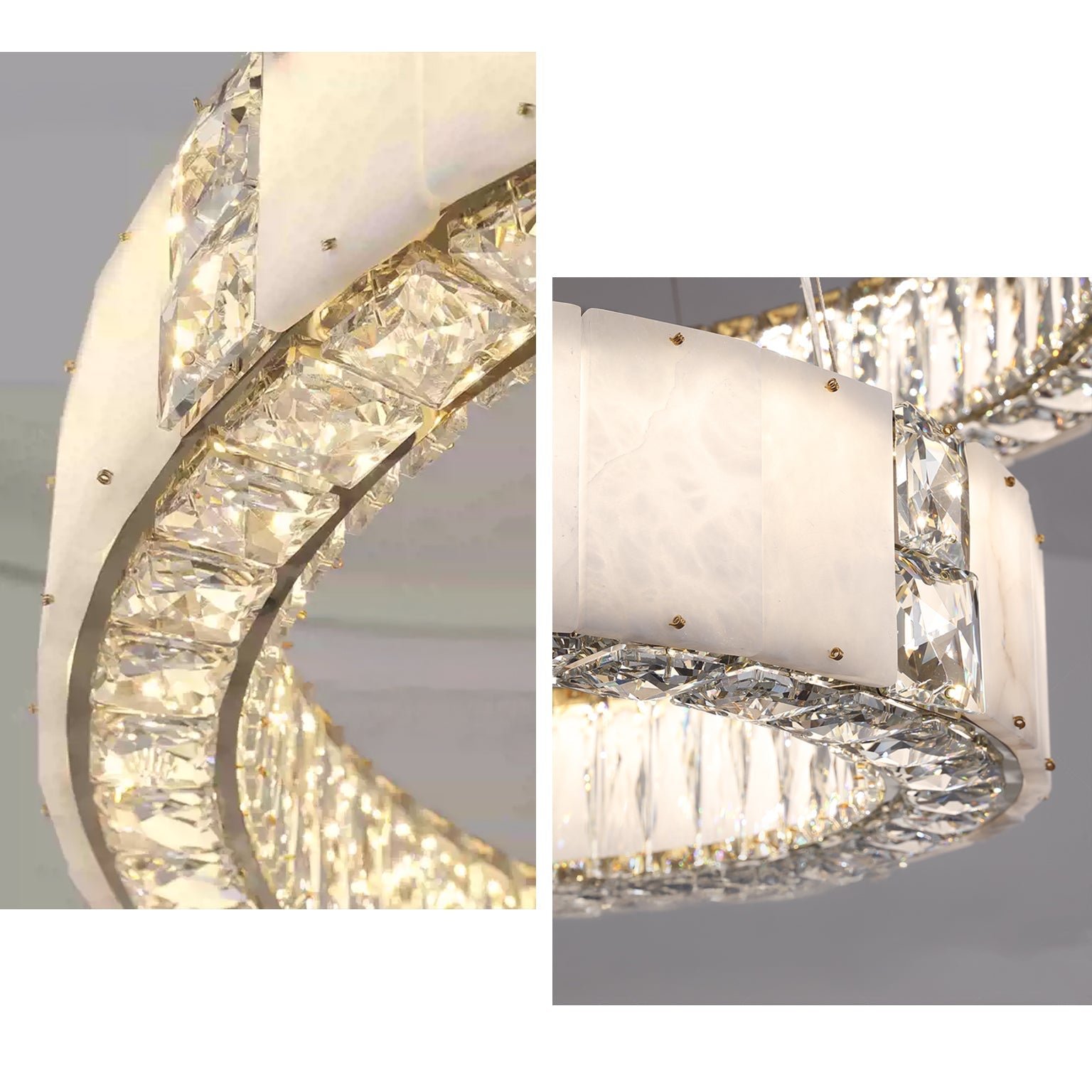 Antizer Luxury Alabaster Crystal Circular Led Chandelier
