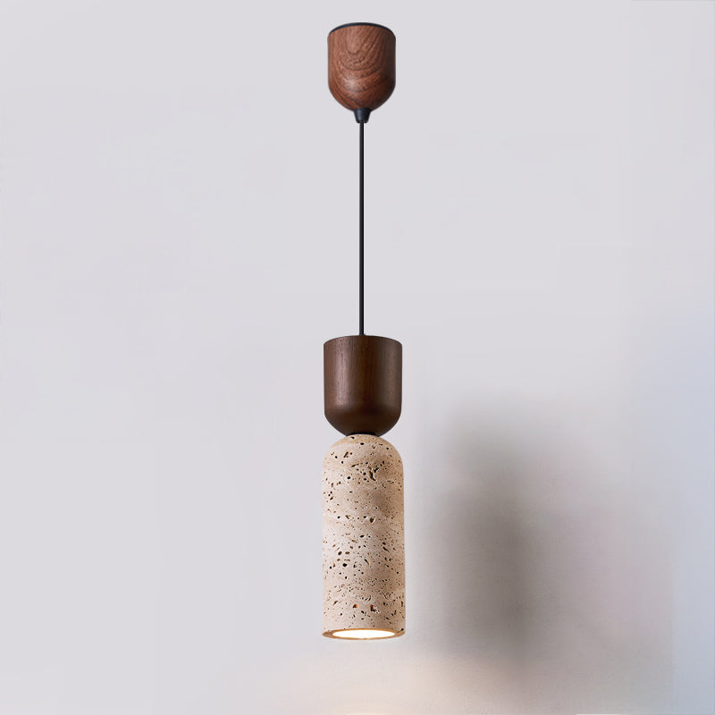 Antizer Dome Wood Travertine Pendant Light
