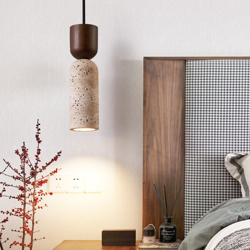 Antizer Dome Wood Travertine Pendant Light
