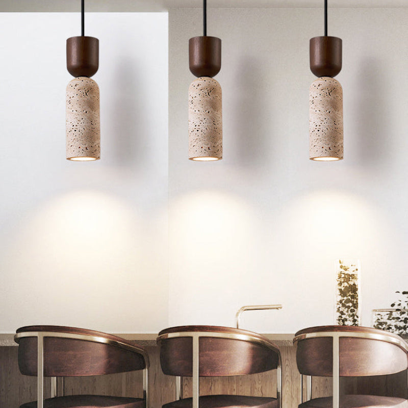 Antizer Dome Wood Travertine Pendant Light