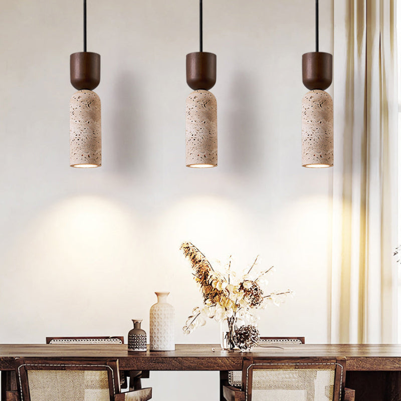 Antizer Dome Wood Travertine Pendant Light
