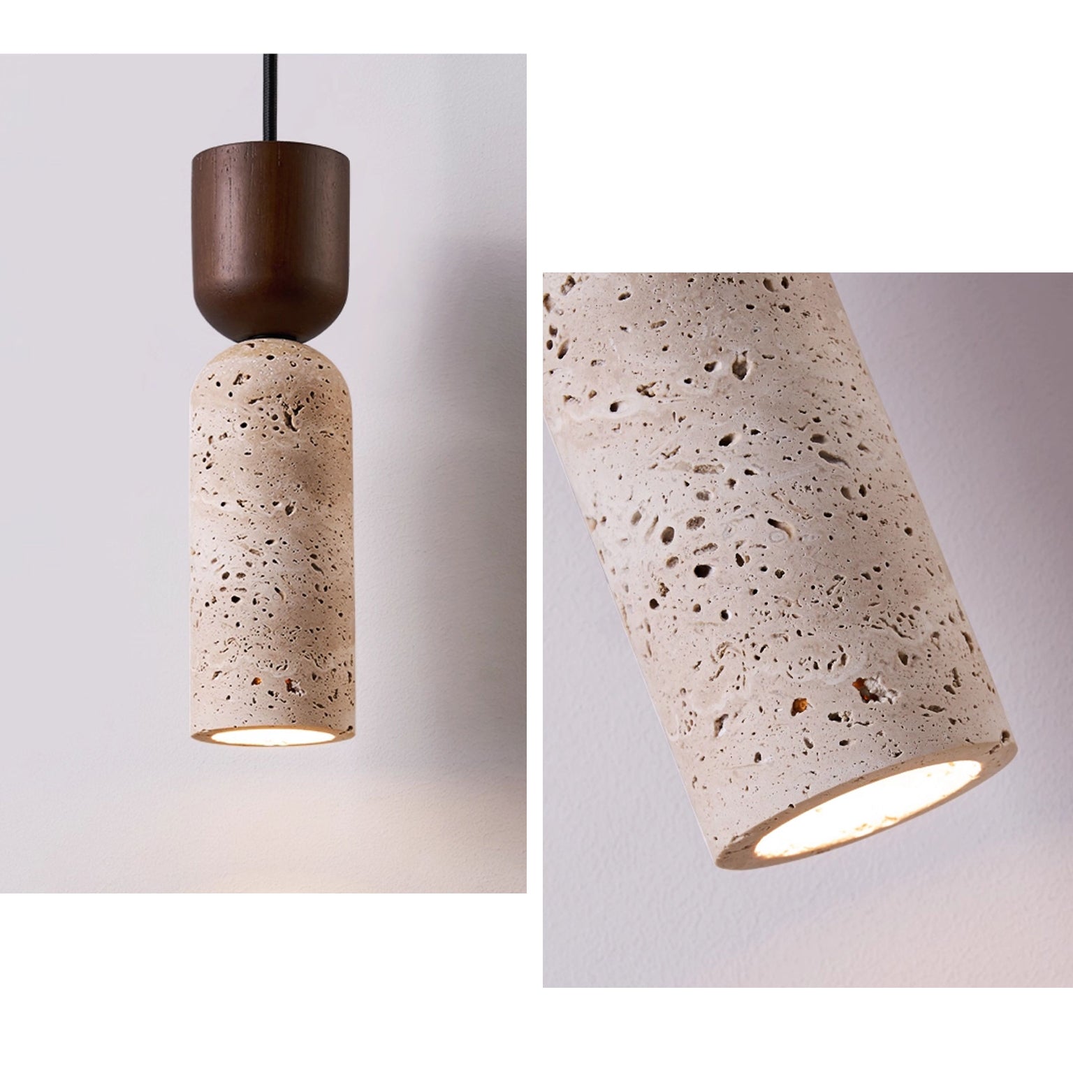 Antizer Dome Wood Travertine Pendant Light