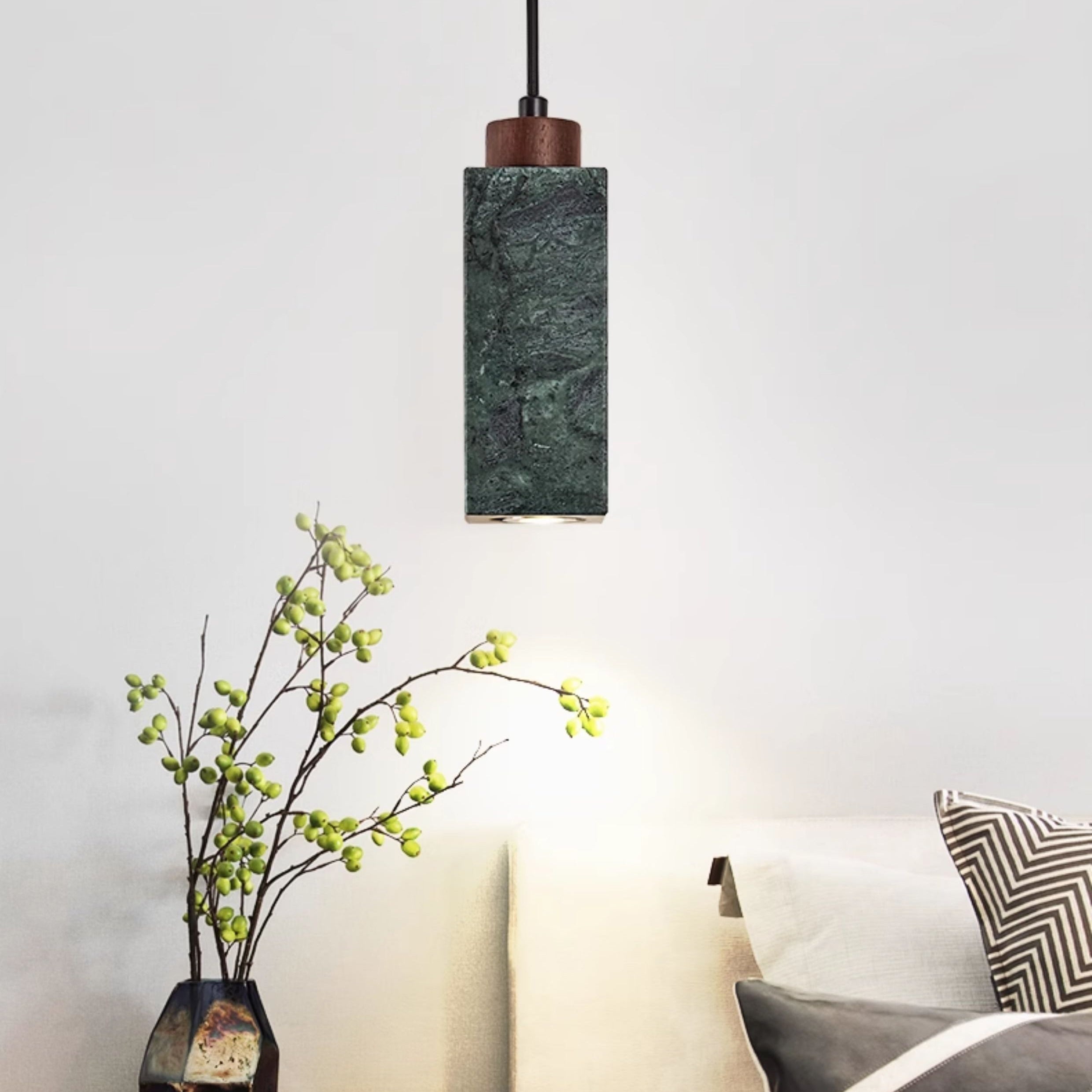 Antizer Minimalist Rectangular Travertine Pendant Light