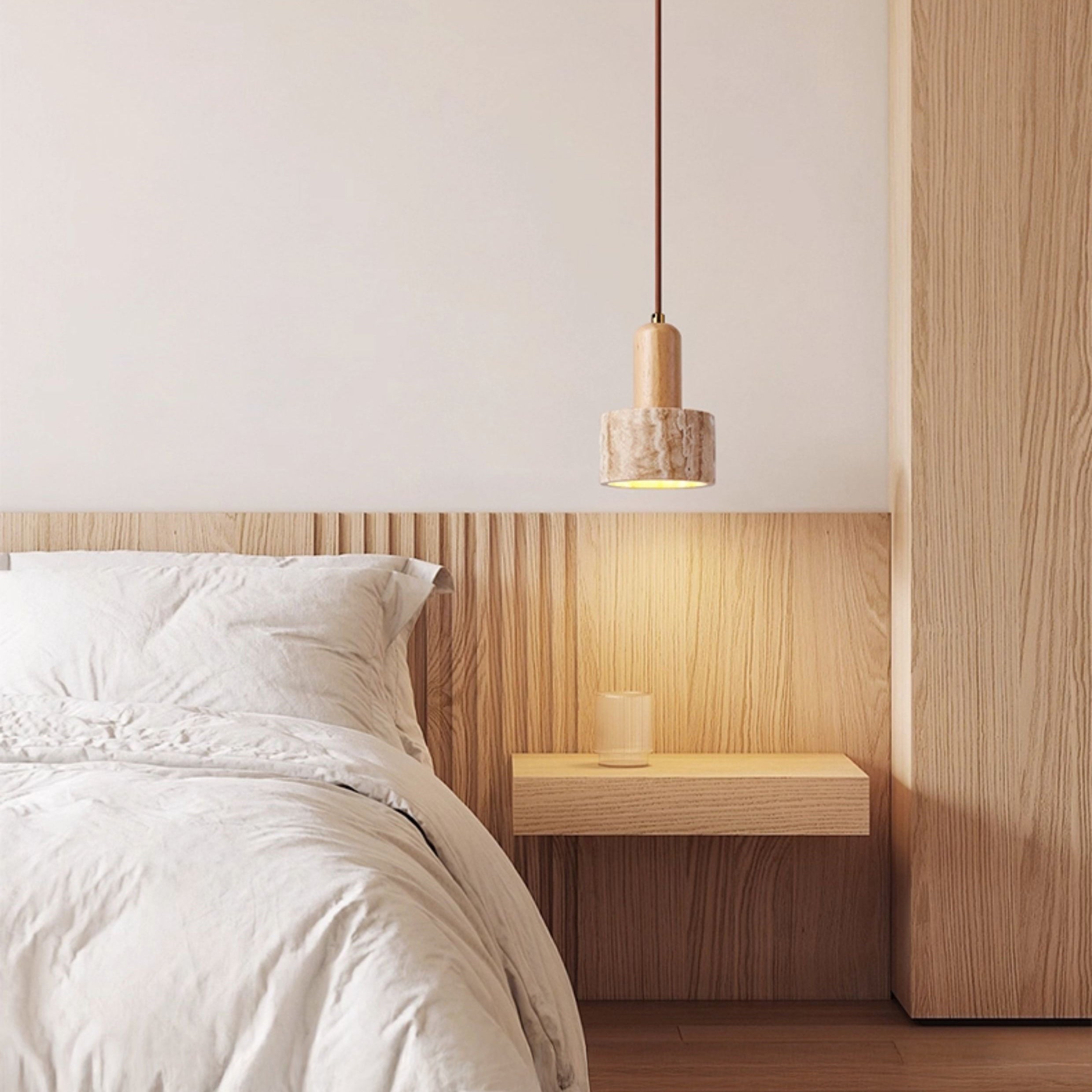 Antizer Cylinder Dome Travertine Pendant Light