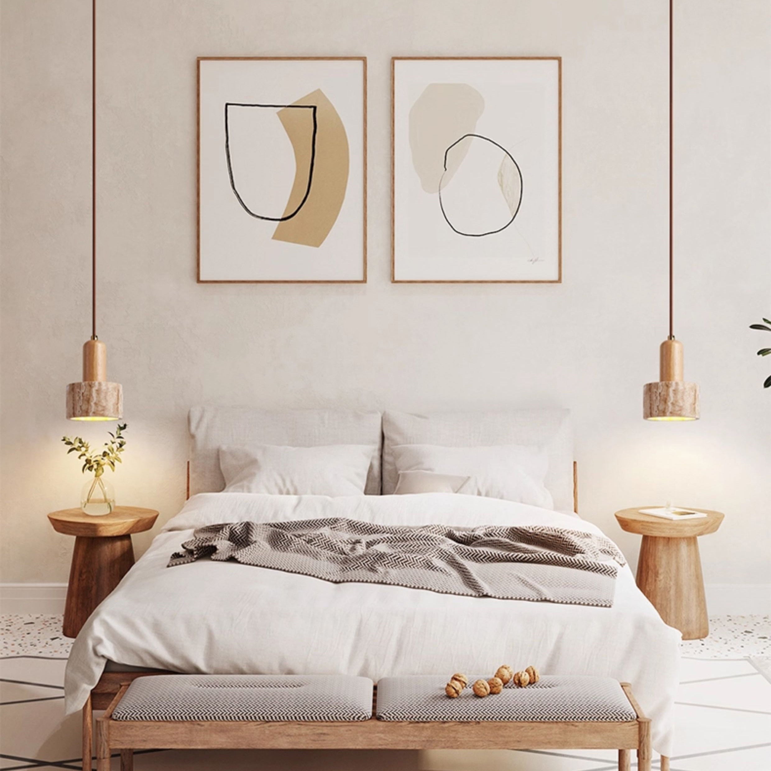 Antizer Cylinder Dome Travertine Pendant Light