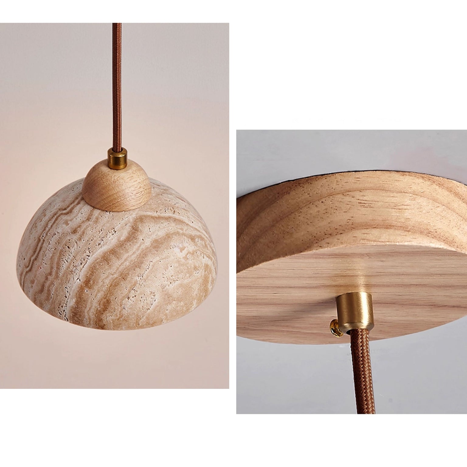 Antizer Cylinder Dome Travertine Pendant Light