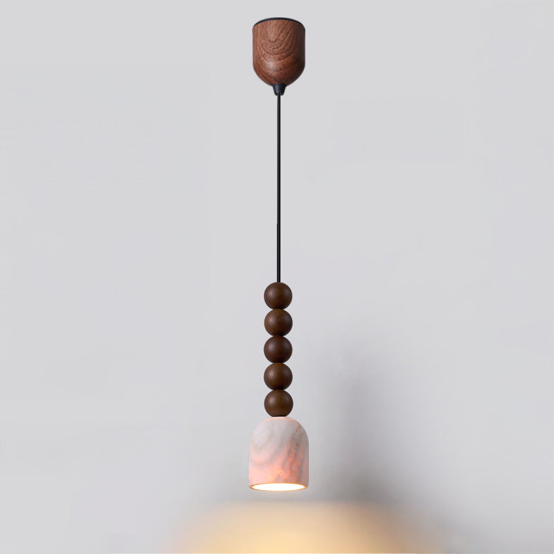 Antizer Dome Wood Beads Travertine Pendant Light